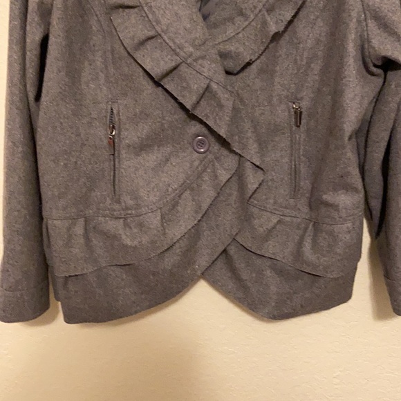 Oleg Cassini Gray Ruffled Versatile Jacket Coat 2X - Picture 3 of 13